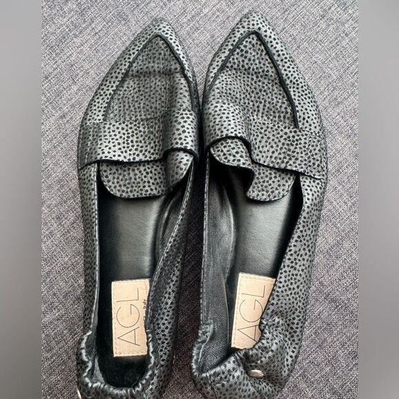 AGL Attilio Giusti Leombruni Micro Pointed Toe Loafer Gray Mini Leopard spot 6 - Picture 7 of 10